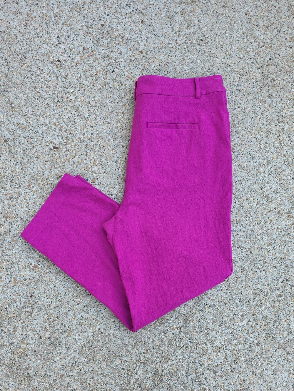 Loft The Riviera Slim Ankle Pants Magenta Linen Blend Size 12